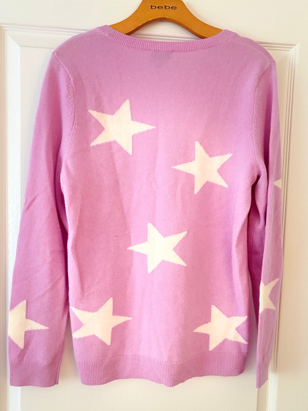 Talbots Lilac Star-Print Crewneck 100% Cashmere Sweater